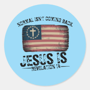 Jezus komt terug ronde sticker
