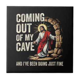 Jezus komt uit mijn grot tegeltje