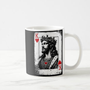 Jezus koning van harten retro religieus kaartspelJ Koffiemok