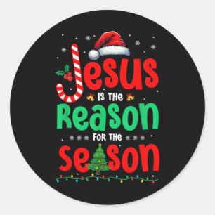 Jezus Kostuum Trotse Reden Voor Seizoen Kerstdag Ronde Sticker