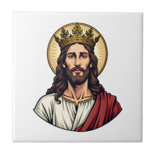Jezus Kroon Halo Vintage Graveershirt 2 Tegeltje