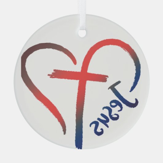 Jezus Kruis en hart Liefde Symbool Glas Ornament (Achterkant)