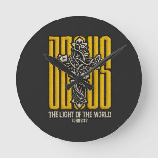 Jezus kruis geborduurd ronde klok