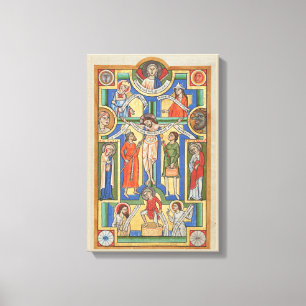 Jezus kruisigde middeleeuwse verlichting canvas afdruk