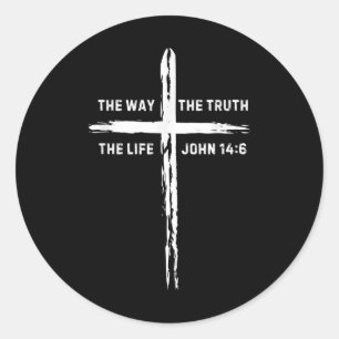Jezus kruist de weg waarheidsleven Mannen vrouwen  Ronde Sticker