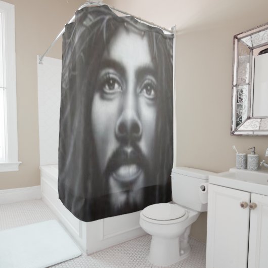 Jezus kruist zwart wit douwergordijn douchegordijn (In situ)