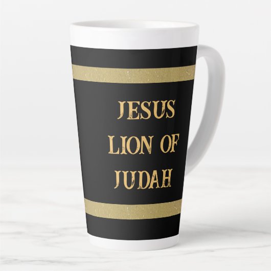 Jezus Leeuw van Juda met Leeuwenkop Latte Mok (Rechterhoek)