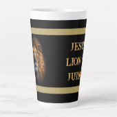 Jezus Leeuw van Juda met Leeuwenkop Latte Mok (Voorkant)