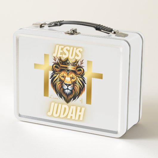 Jezus Leeuw van Juda - Witte lunchbox (Voorkant)