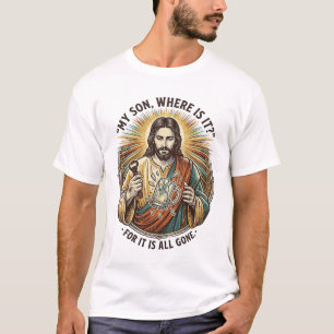 Jezus Lege Gebroken Bierpul Bartender Drinken Humo T-shirt