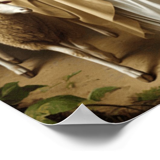 Jezus leidt lammeren in sereniteit poster (Hoek)