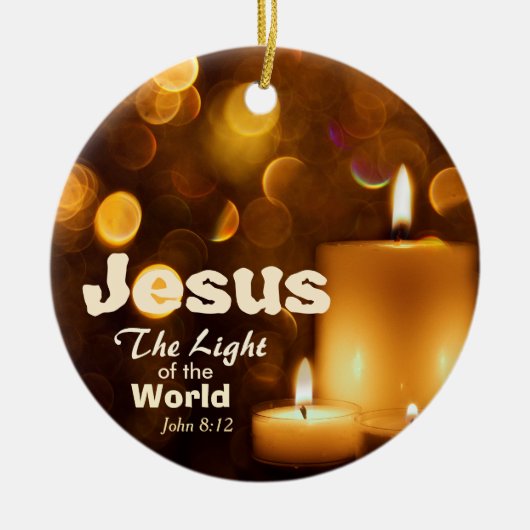 Jezus Licht van de Wereld Bijbel Verse Ornament (Voorkant)