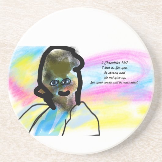 Jezus liefde geeft niet op zandsteen onderzetter (Voorkant)