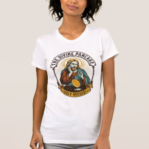 Jezus liet perfecte pannenkoek vallen bij het omdr t-shirt