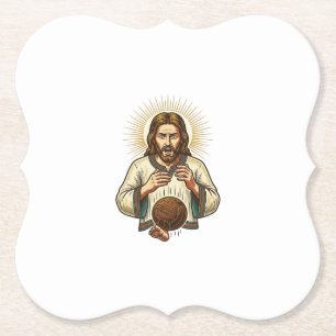 Jezus liet zware medicijnbal teen pijn gym humor v kartonnen onderzetters