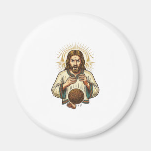 Jezus liet zware medicijnbal teen pijn gym humor v magneet