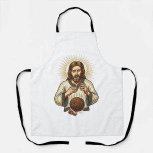 Jezus liet zware medicijnbal teen pijn gym humor v schort