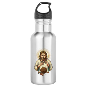 Jezus liet zware medicijnbal teen pijn gym humor v waterfles