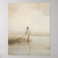 Jezus loopt met lam aquarel illustratie