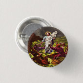 Jezus loopt op de waterknop ronde button 3,2 cm (Voorkant /achterkant)