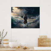 Jezus loopt op het water poster (Keuken)