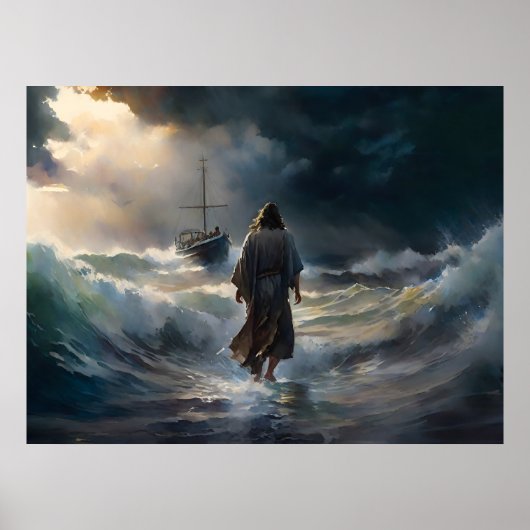 Jezus loopt op het water poster (Voorkant)