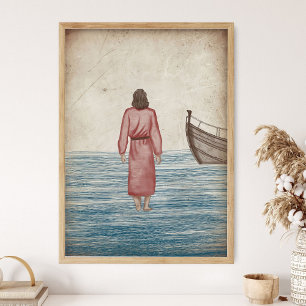 Jezus loopt op het water _ Schriftuurlijke Muurkun Poster