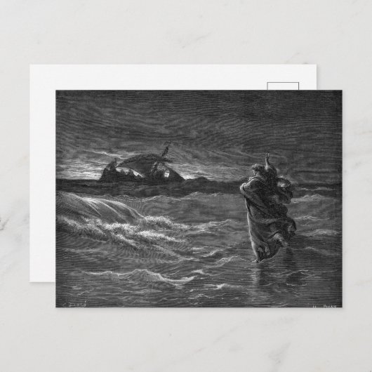 Jezus loopt op water briefkaart (Voorkant / Achterkant)