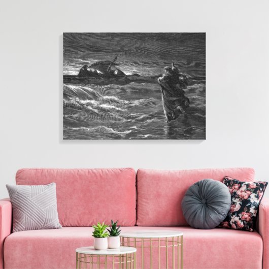 Jezus loopt op water canvas afdruk (Insitu (Woonkamer))