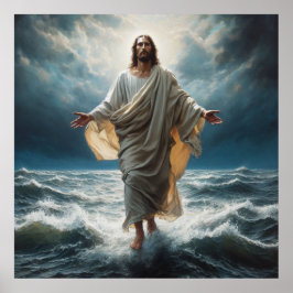 Jezus loopt op water poster