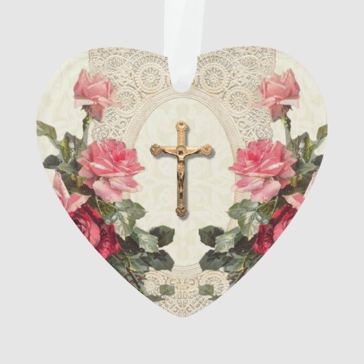 Jezus Maagd Mary Religieuze  Rozen Lace Ornament (achterkant)