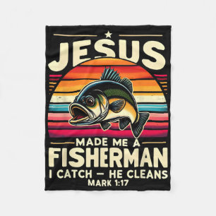 Jezus maakte mij een visser Ik vang Hij maakt viss Fleece Deken