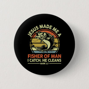 Jezus maakte mij visser van mensen Funny Byss Vade Ronde Button 5,7 Cm