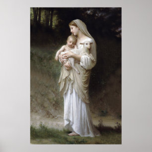 Jezus, Mary en het lammetje groot. Poster