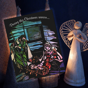 Jezus Mary en Joseph Glas in lood Holiday Card Feestdagen Kaart