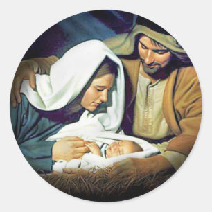 Jezus, Mary & Joseph Ronde Sticker