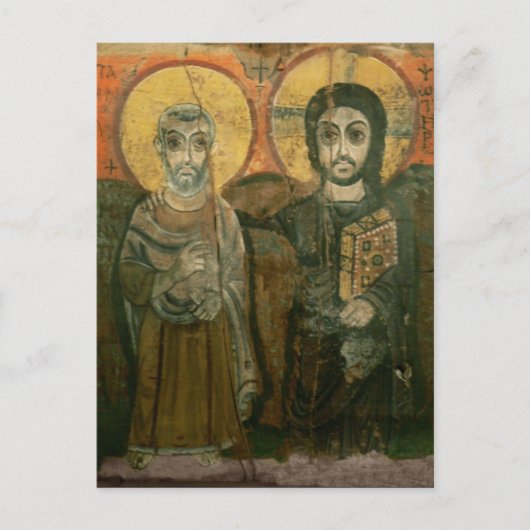 Jezus met Abbot Coptic Icon Briefkaart (Voorkant)