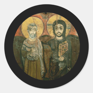 Jezus met Abbot Coptic Icon Ronde Sticker