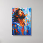Jezus met doornenkroon in Abstracte kleur Splas Canvas Afdruk (Voorkant)