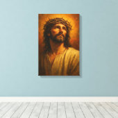Jezus met doornenkroon in warm klassiek portret canvas afdruk (Insitu (Houten vloer))
