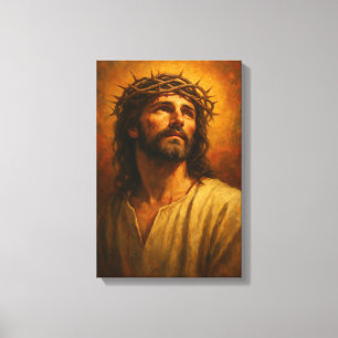 Jezus met doornenkroon in warm klassiek portret canvas afdruk