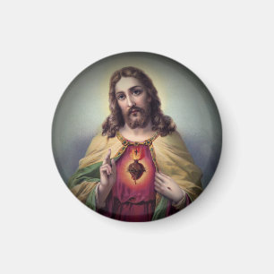 Jezus met een gloed heilig hart magneet