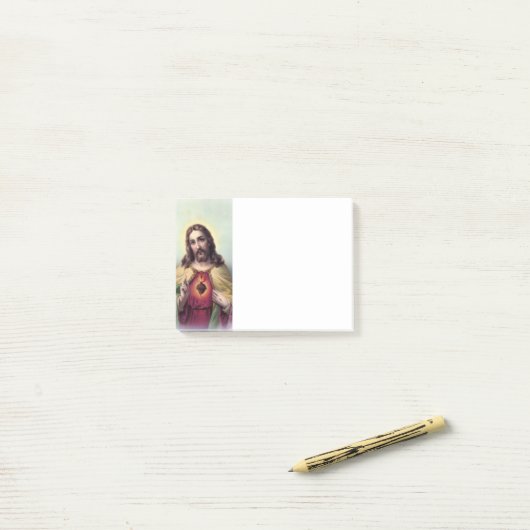 Jezus met een gloed heilig hart post-it® notes (Op bureau)