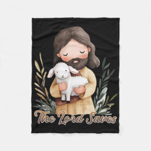 Jezus met een wit lam fleece deken