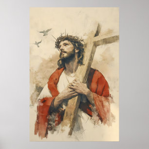 Jezus met het kruis Passie van Christus Poster