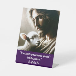 Jezus met lam sokkel bord Reclamebord Met Voetstuk