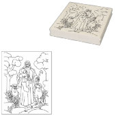 Jezus met lammeren in een tuin 	rubberstempel (Gestempeld)