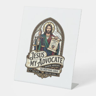 Jezus Mijn Advocaat Jezus Rechtszaal Advocaat Chri Reclamebord Met Voetstuk
