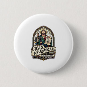 Jezus Mijn Advocaat Jezus Rechtszaal Advocaat Chri Ronde Button 5,7 Cm