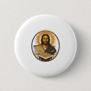 Jezus misleid door lege pizzadoos Feestvoedsel hum Ronde Button 5,7 Cm